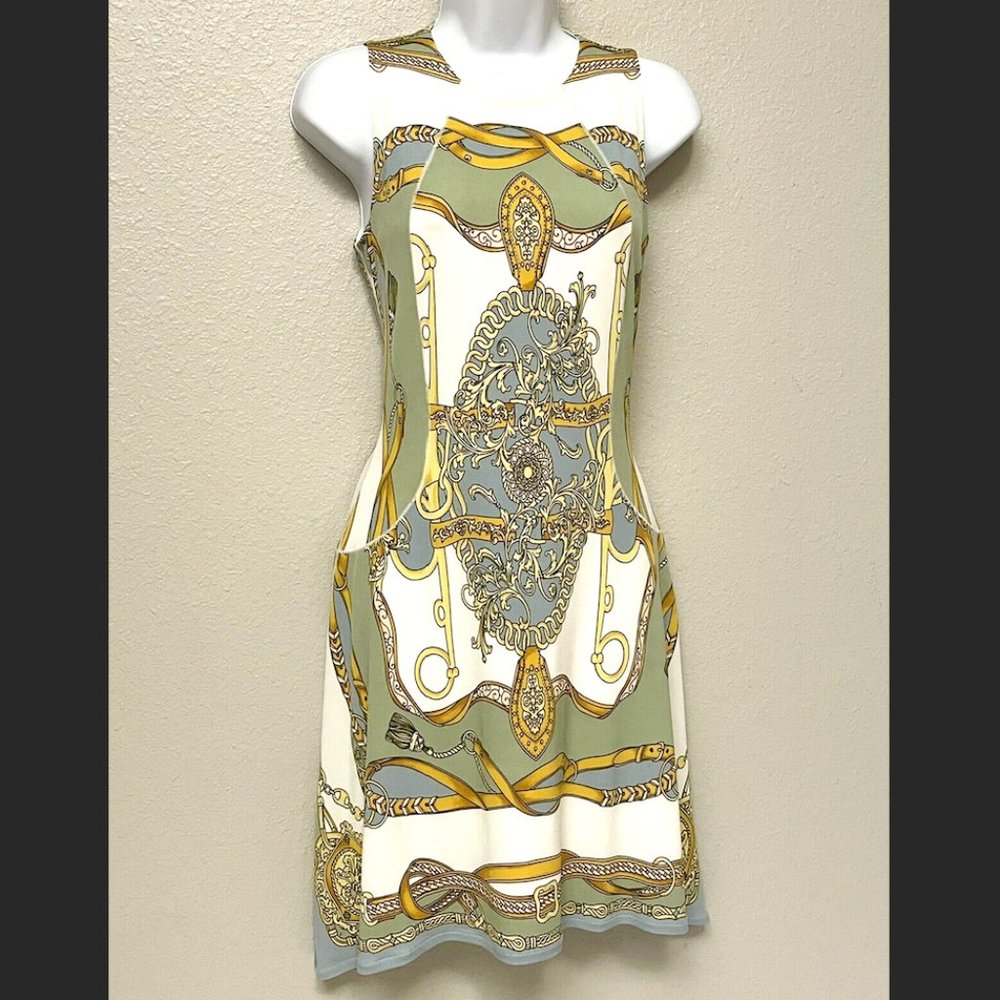 Eva Varro Casual / Office Career Stretch Dress Italy Inspired Print Small USA